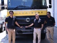 (L-R) Pradeep Kumar Thimmaiyan, President and CTO, Daimler India Commercial Vehicles, Satyakam Arya – Managing Director and CEO and Sreeram Venkateswaran, President and Chief Business Officer (domestic sales and customer service)